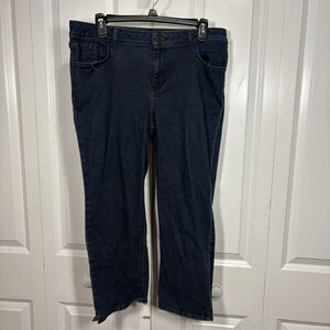 Eddie Bauer Curvy Crop Jeans Womens 12 Dark Wash Stretch Midrise Comfort Denim